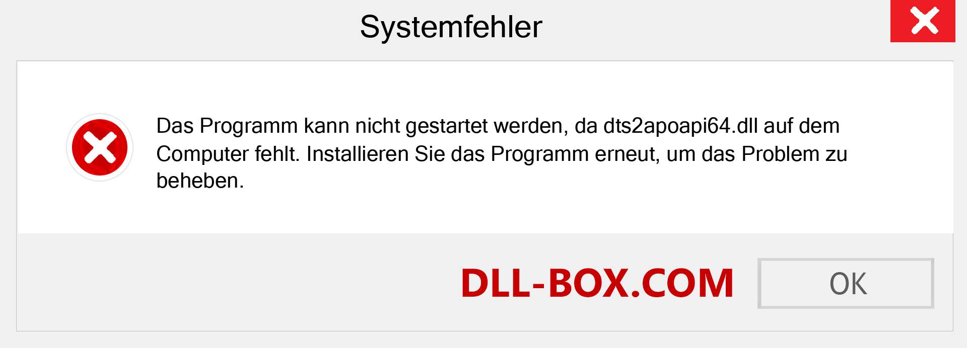 dts2apoapi64.dll-Datei fehlt?. Download für Windows 7, 8, 10 - Fix dts2apoapi64 dll Missing Error unter Windows, Fotos, Bildern