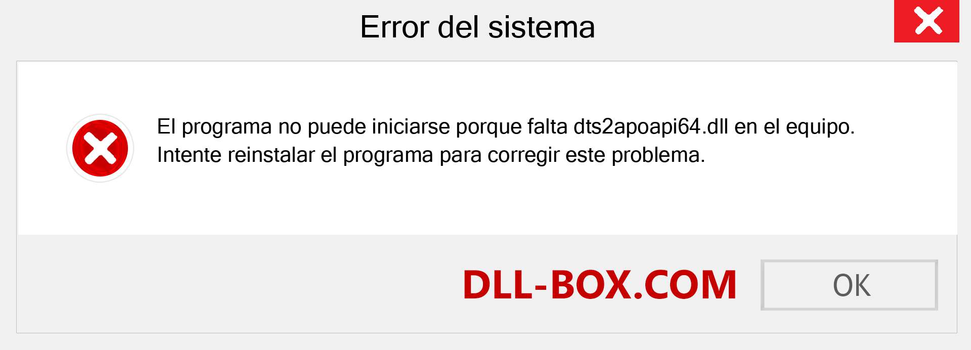 ¿Falta el archivo dts2apoapi64.dll ?. Descargar para Windows 7, 8, 10 - Corregir dts2apoapi64 dll Missing Error en Windows, fotos, imágenes