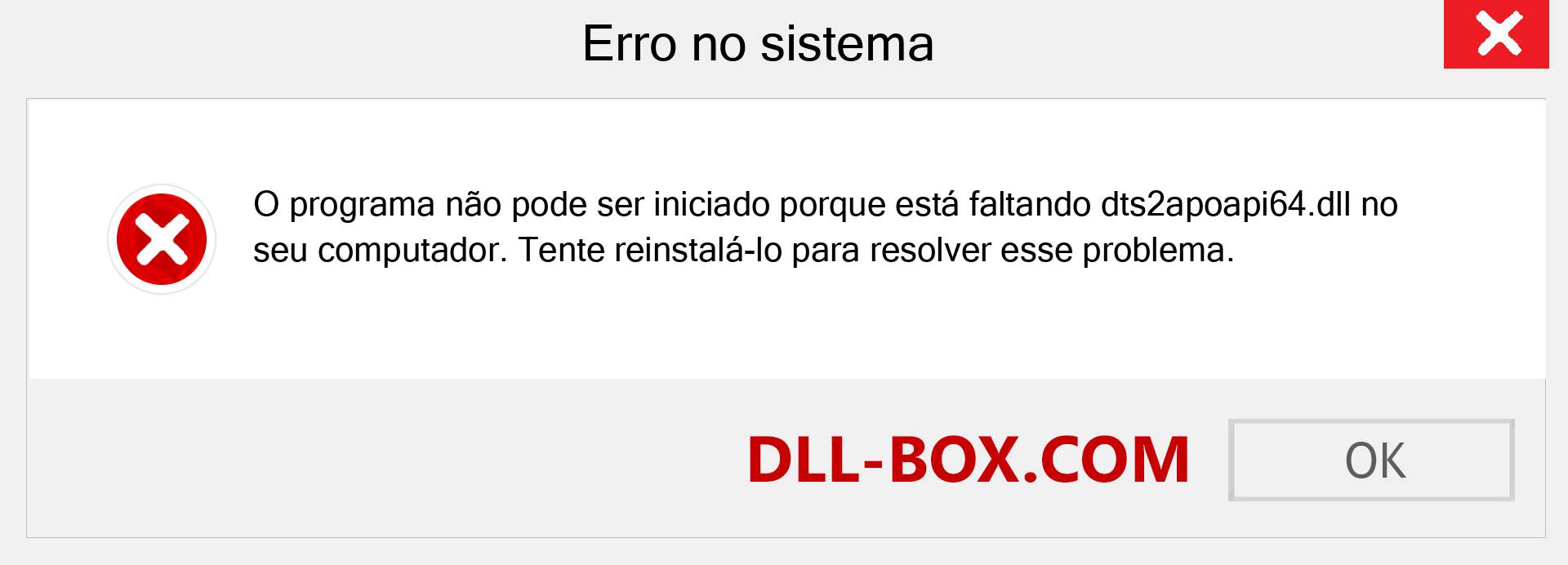 Arquivo dts2apoapi64.dll ausente ?. Download para Windows 7, 8, 10 - Correção de erro ausente dts2apoapi64 dll no Windows, fotos, imagens